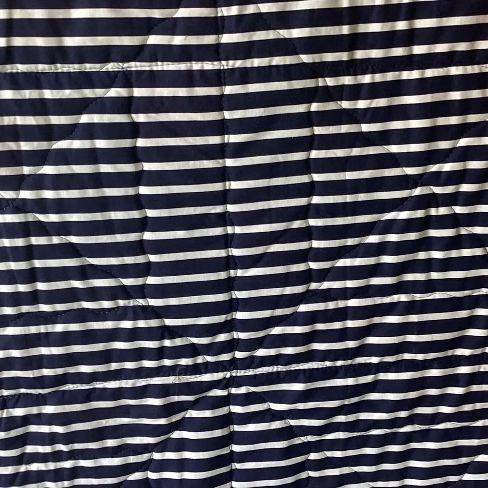 NWT. Hand Crafted Pink and Black Striped With Roses Floral Quilt